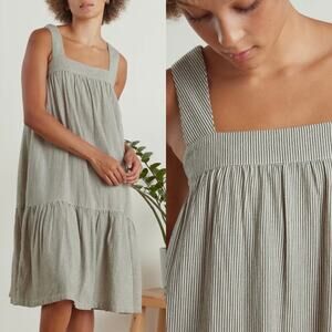 Known Supply Amarillo Railroad Stripe Pinafore Apron Smock Dress XL